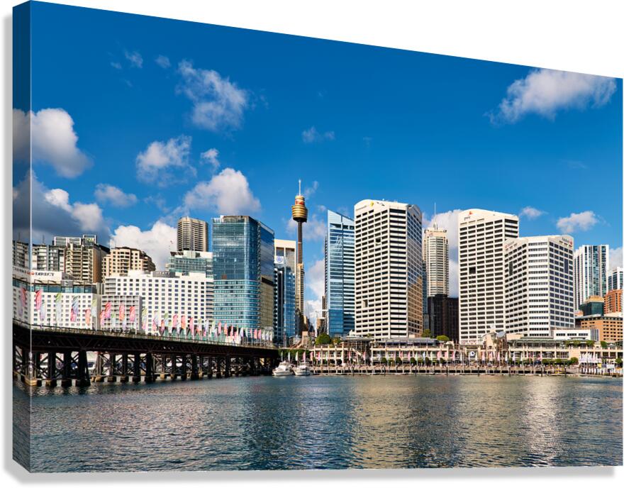 Sydney Harbour skyline with bridge and boats. Canvas Print