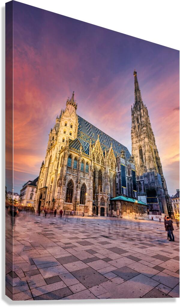 St. Stephens Cathedral Vienna at vibrant sunset. Canvas Print