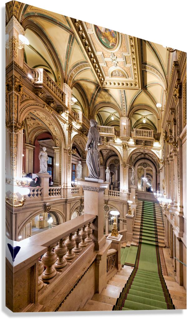 Opulent historic building interior with grand staircase and sta Canvas Print