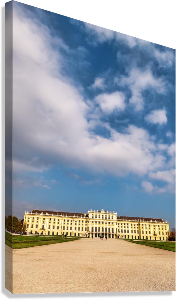 Schönbrunn Palace and gardens under a beautiful cloudy sky. Canvas Print