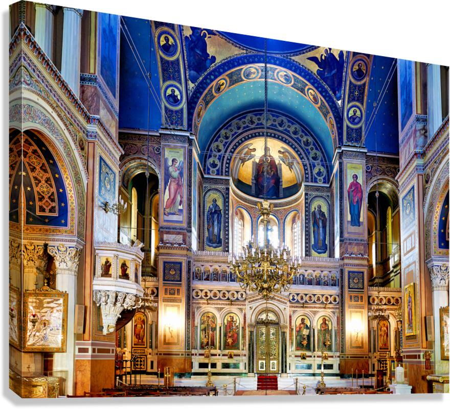 Interior of Athens Mitropolis Cathedral: art and architecture Canvas Print