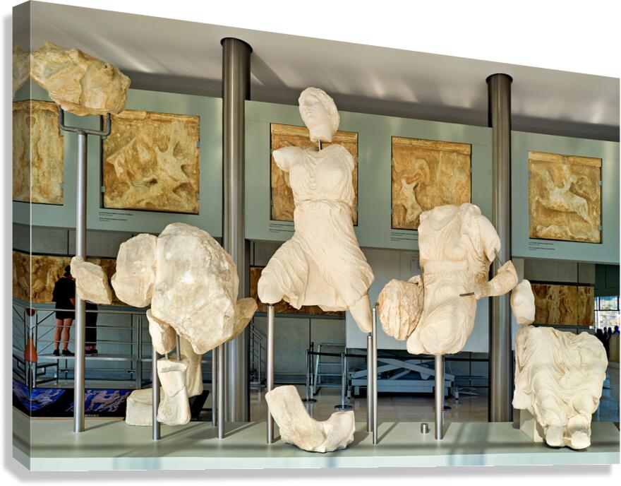 Sculptures at the acropolis museum in athens greece Canvas Print
