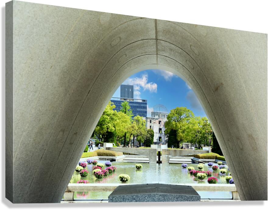 Hiroshima Peace Memorial Park view from the arch structure Canvas Print