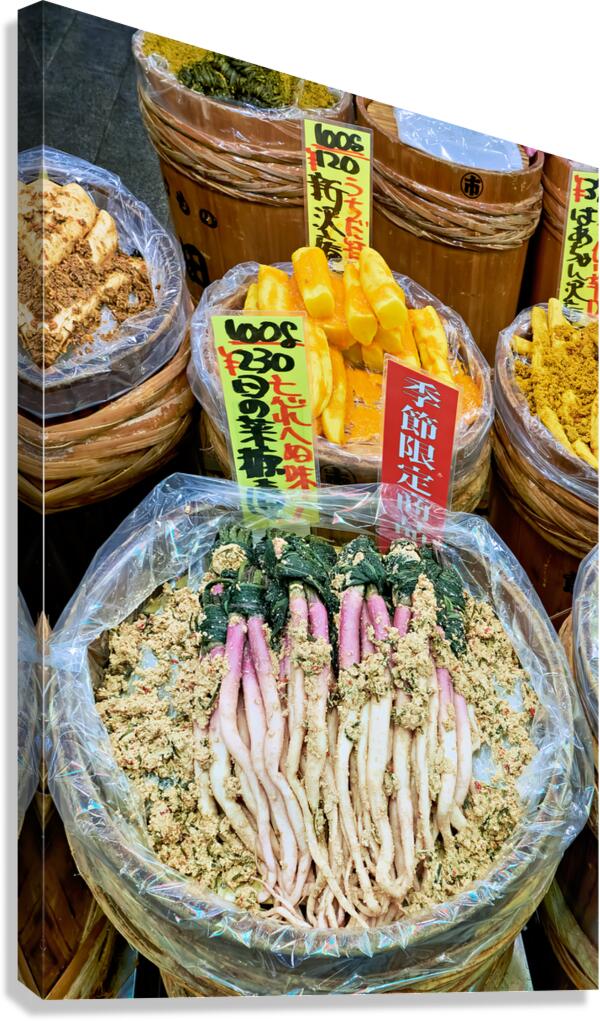 Colors and activities at Nishiki Market in Kyoto Japan Canvas Print