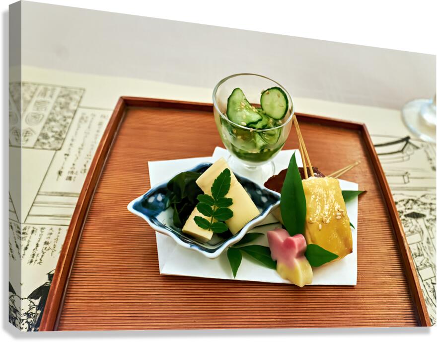 Traditional Japanese food served in a restaurant in Miyajima Jap Canvas Print