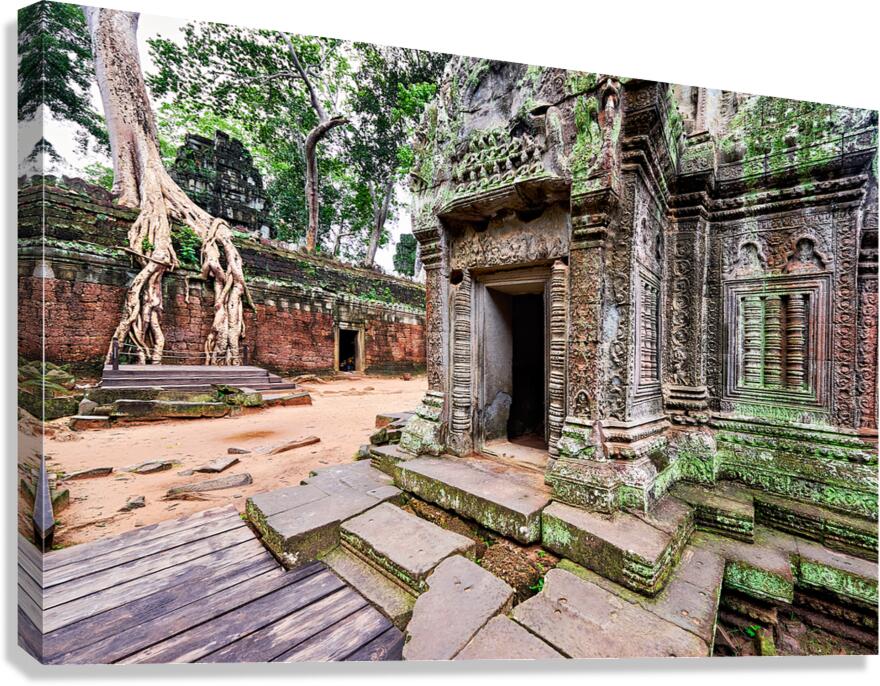 Angkor temple ruins consumed by nature. Canvas Print