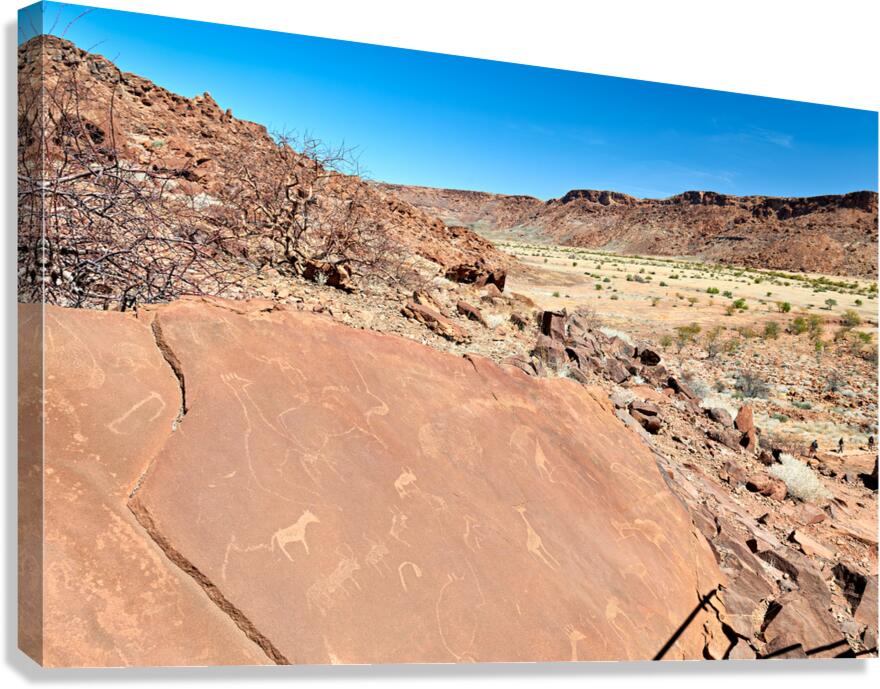 Prehistoric rock engravings in Twyfelfontein Kunene region Canvas Print