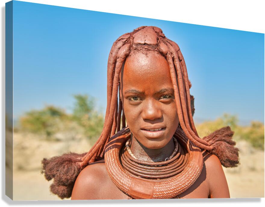 Portrait of a Himba woman in Namibias Kunene region Canvas Print