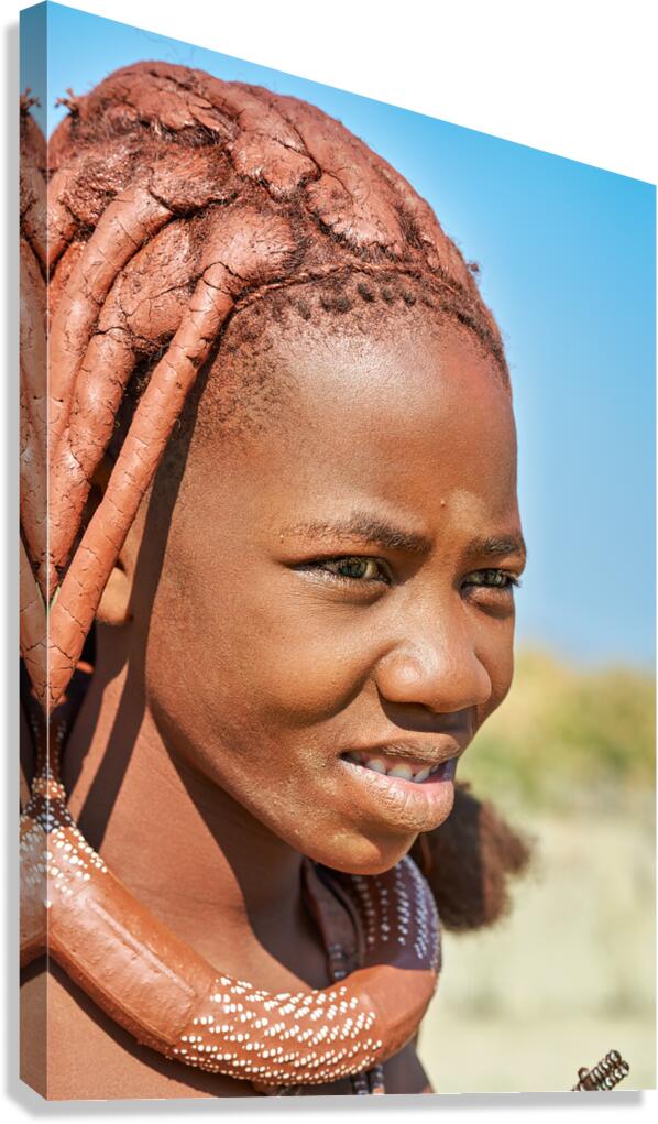 Portrait of a Himba woman in Kunene region of Namibia during the Canvas Print