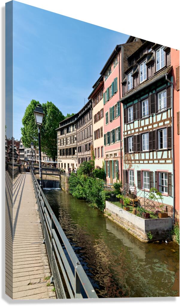 Colorful houses on canal in Petit France district of Strasbourg Canvas Print