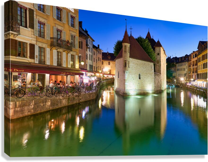 Palais de lIsle and Thiou river during sunset in Annecy Canvas Print