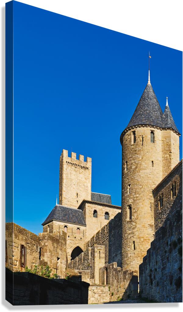 Visit to Carcassonne in France by the medieval fortress walls Canvas Print