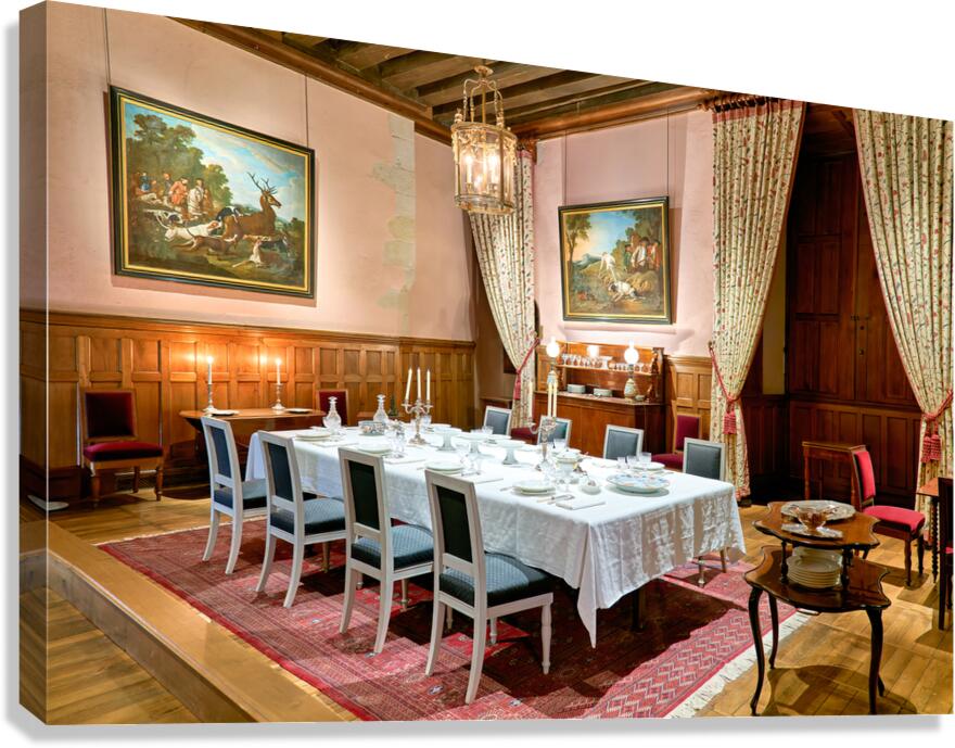 Dining room setup in Chateau dAzay le Rideau in Loire Valley Canvas Print