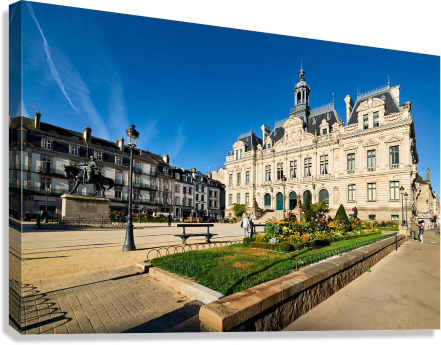 Vannes town hall in Brittany France with nearby park and buildin Canvas Print