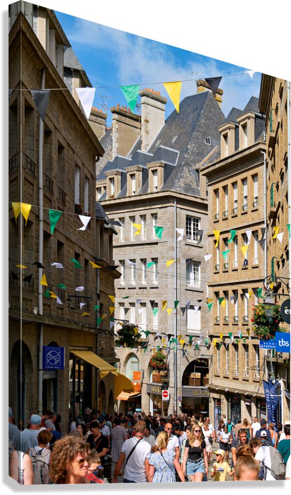 Busy streets in old town of Saint Malo in Brittany France Canvas Print