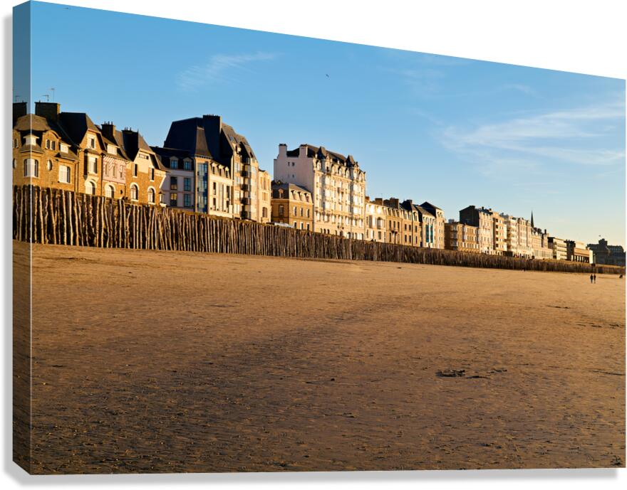 Grand Plage du Sillon beach at dusk in Saint Malo Brittany Fra Canvas Print
