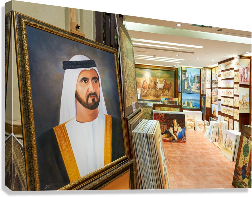 Middle Eastern art fills an art gallery in Dubai UAE Canvas Print