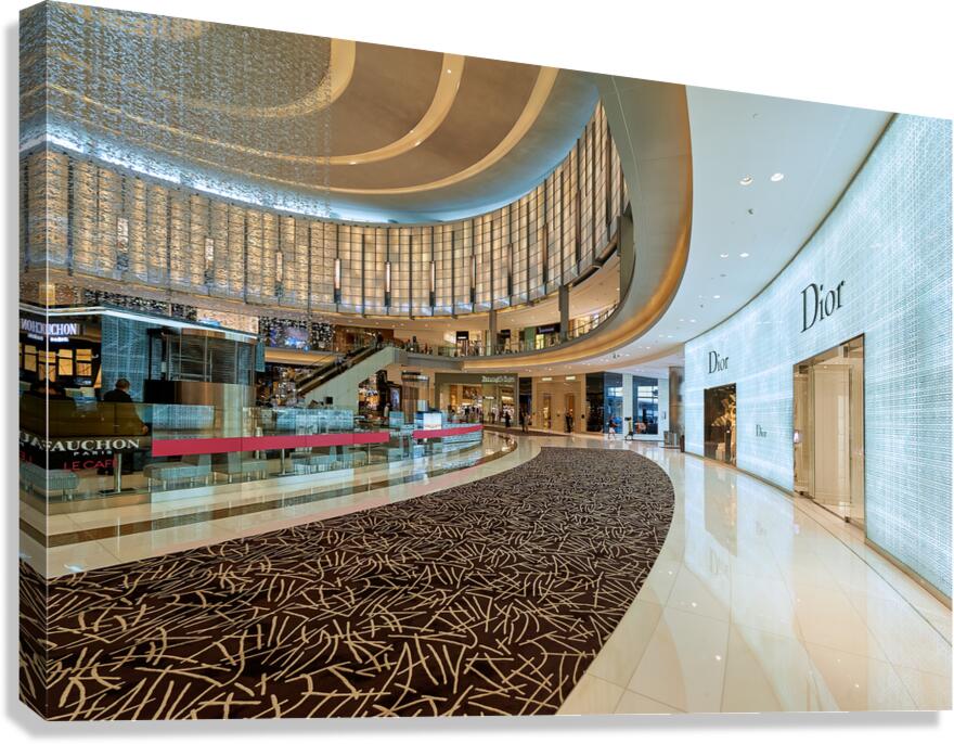 Luxury shopping mall in Dubai with designer stores and cafe Canvas Print