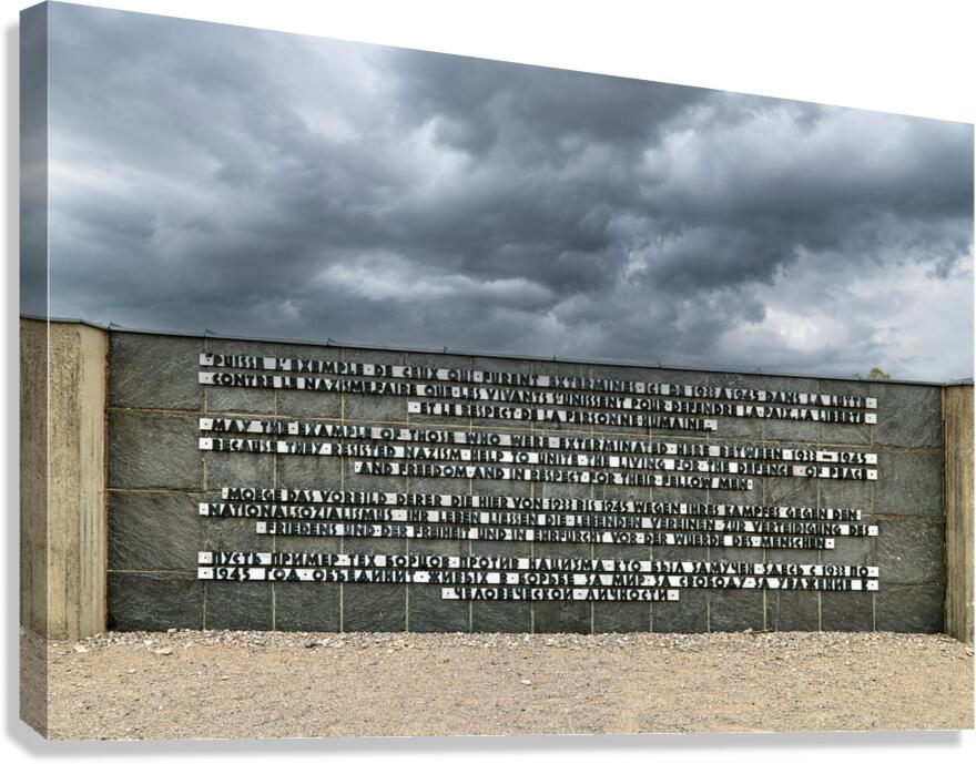 Memorial wall at Dachau concentration camp in Munich Germany Canvas Print