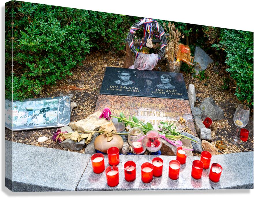 Memorial for Jan Palach and Jan Zajíc victims of communism. Canvas Print