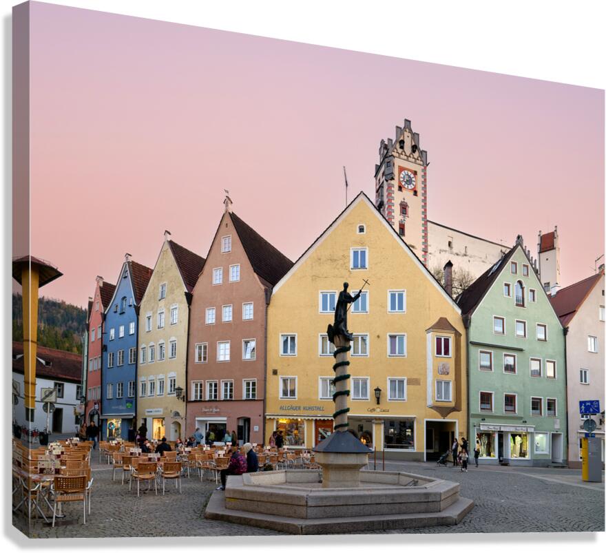 Historic buildings in Fussen on the Romantic Road in Germany Canvas Print
