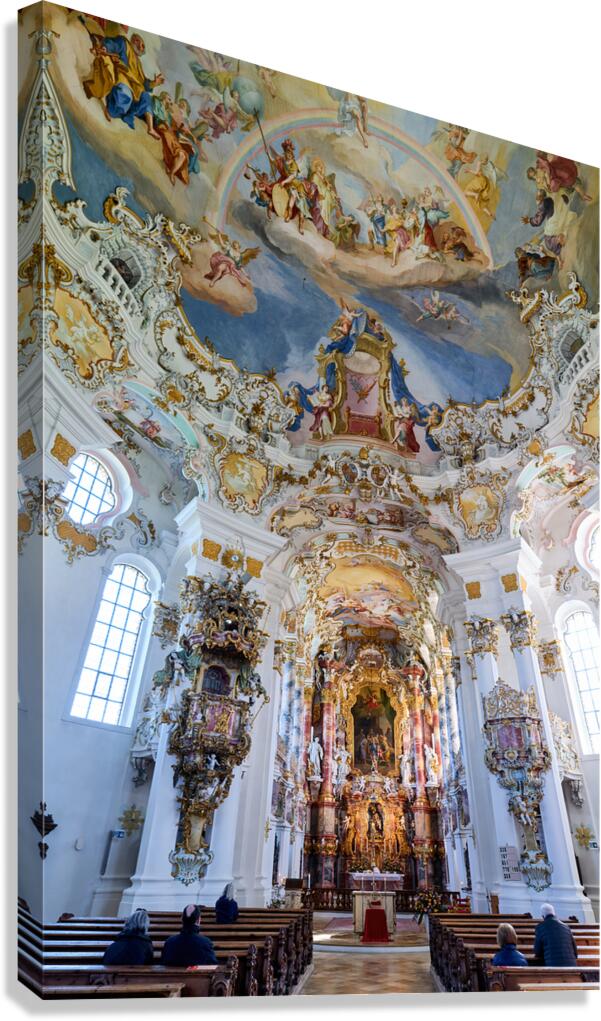 Pilgrimage church of wies on the romantic road in bavaria germa Canvas Print