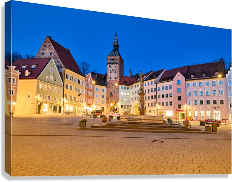 Explore Hauptplatz square in Landsberg am Lech on the Romantic R Canvas Print