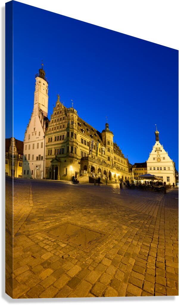 Market square in Rothenburg ob der Tauber during sunset Canvas Print