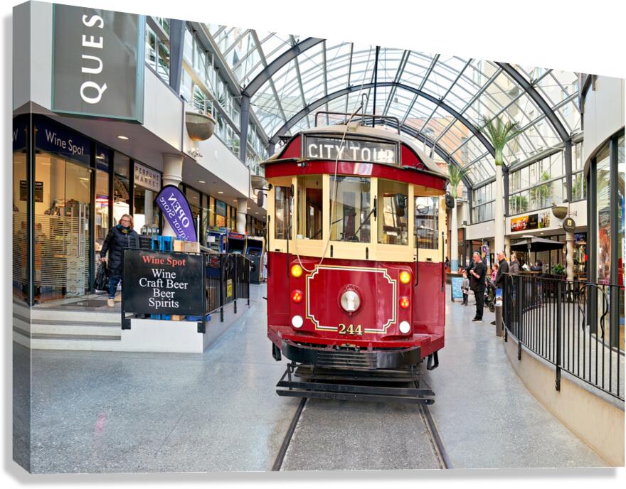 Sightseeing tram in Christchurch New Zealand for city tour Canvas Print