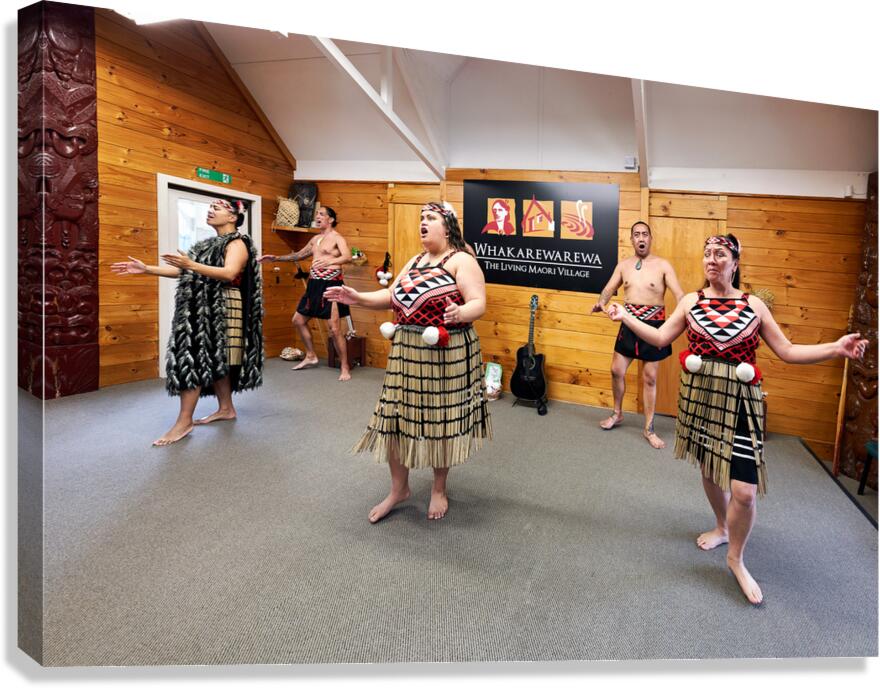 Haka performance at Whakarewarewa Maori Village in Rotorua Canvas Print