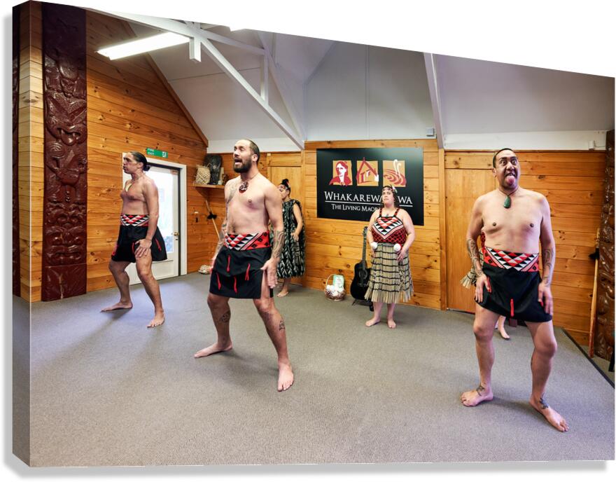 Haka dance at Whakarewarewa Maori Village Rotorua Canvas Print