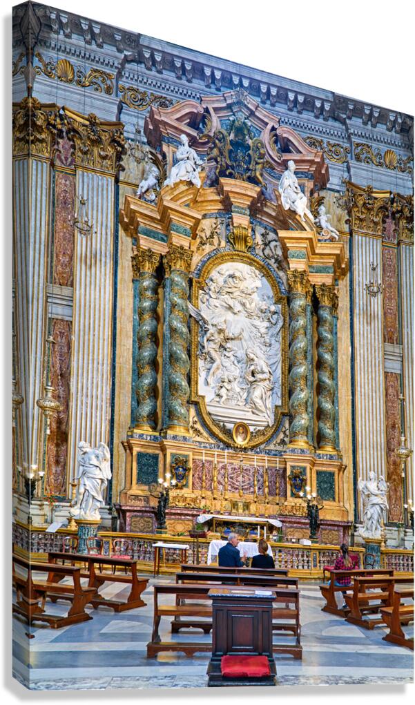 Visitors at the altar of Church of St. Ignatius of Loyola in Rom Canvas Print