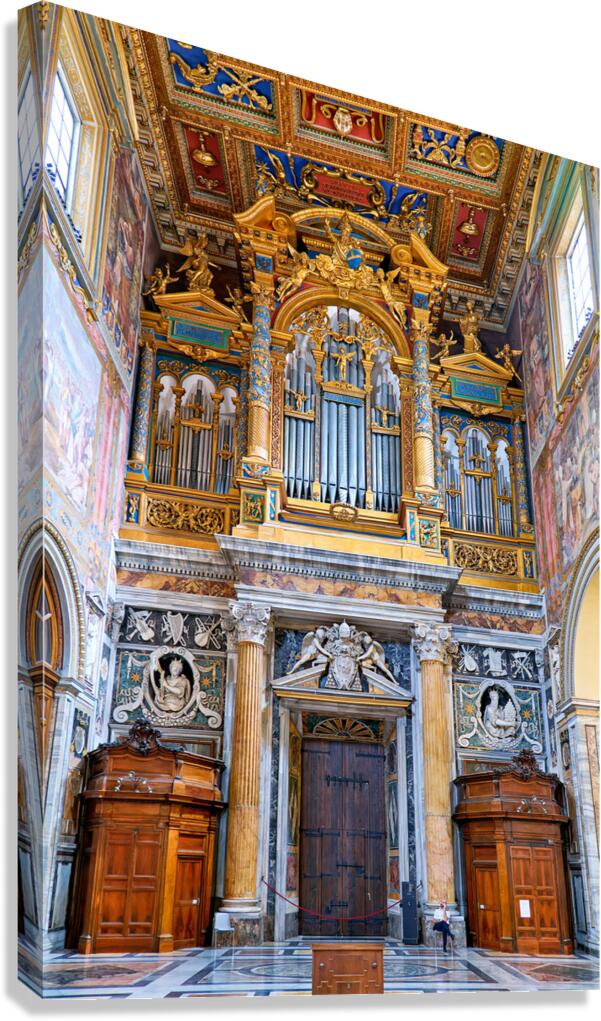Daytime view of Romes cathedral interior with organ Canvas Print