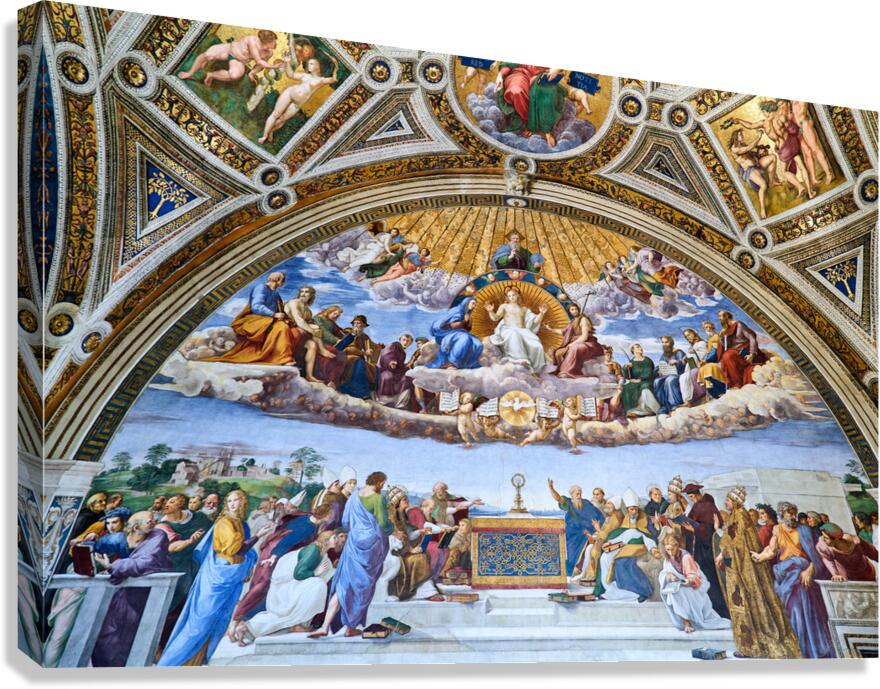 Frescoes of Raphael rooms at Vatican Museums in Rome Canvas Print