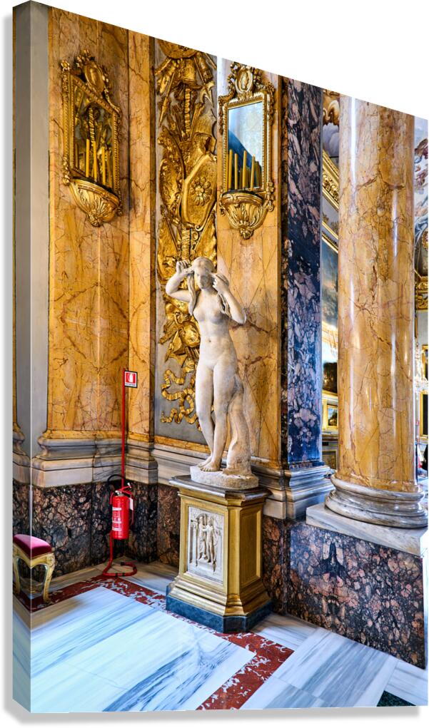 Marble statue inside the Great Hall of Colonna Art Gallery in Ro Canvas Print