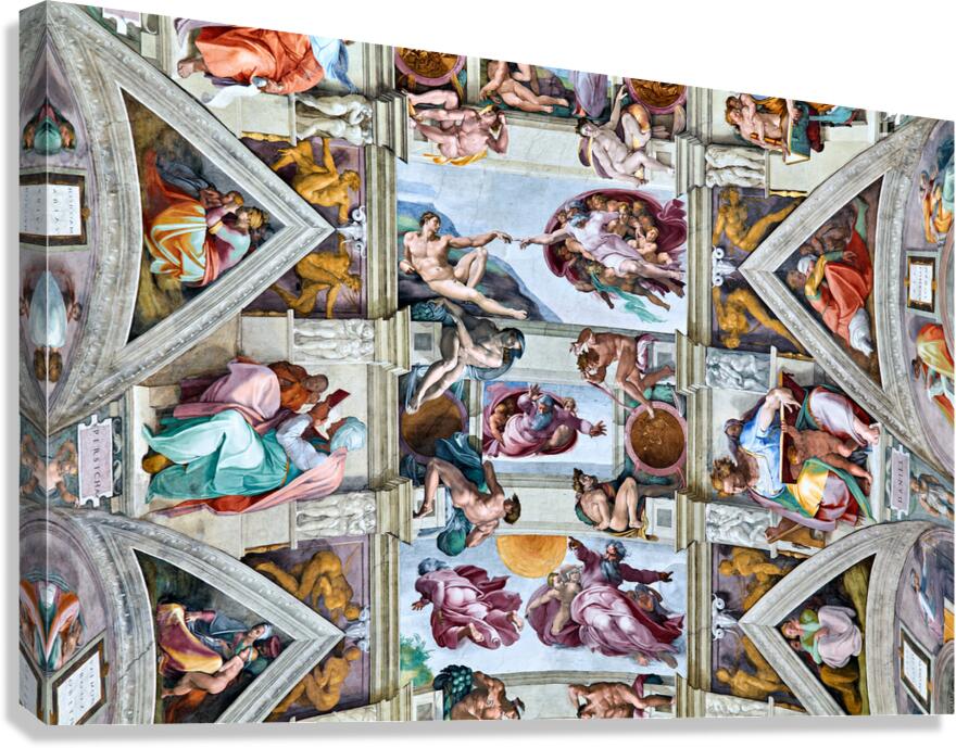 Famous ceiling of Sistine Chapel in Vatican Museums in Rome Canvas Print