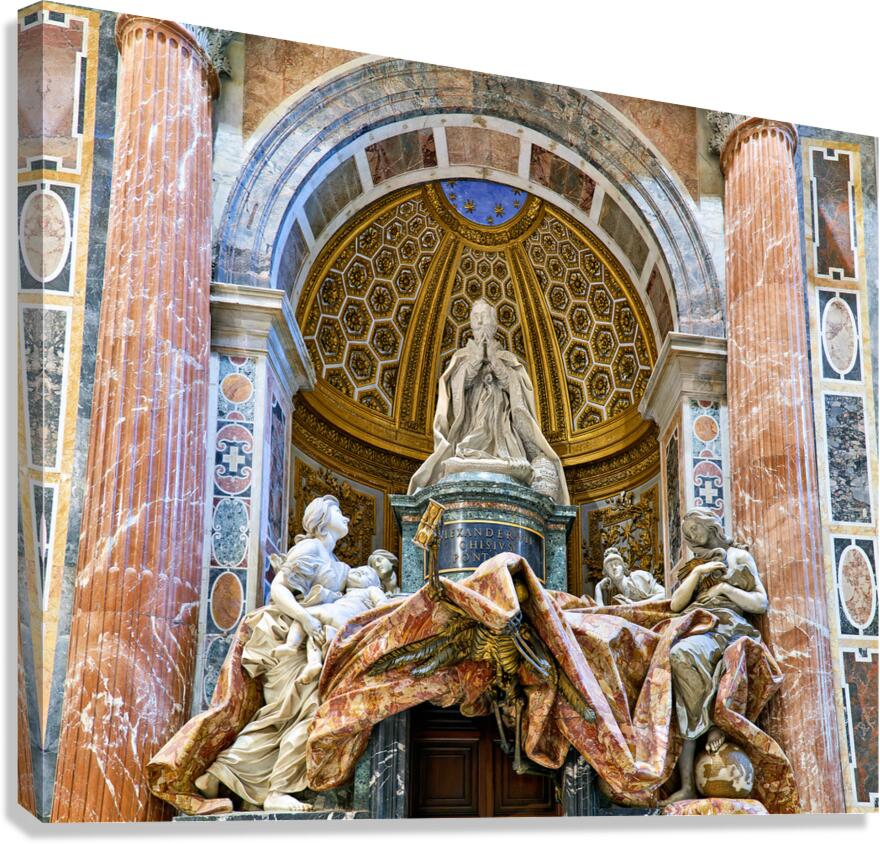 Visit to Saint Peters Square in Rome shows tomb of Alexander VI Canvas Print