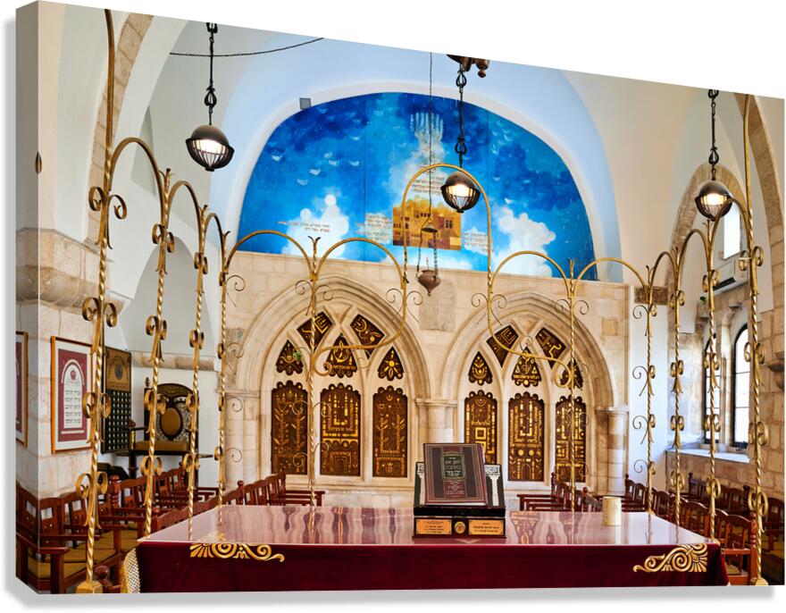 Four synagogues in Jerusalem reflecting Sephardic heritage Canvas Print