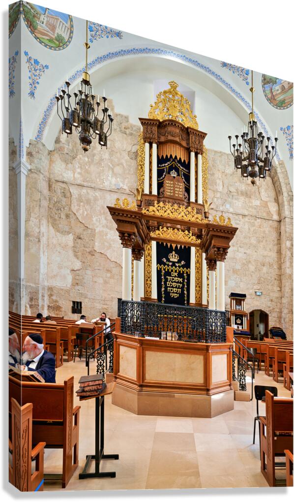 Hurva Synagogue in Jerusalem with visitors and a Torah Ark Canvas Print