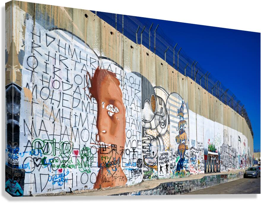 West Bank separation wall covered in art in Bethlehem Jerusalem Canvas Print