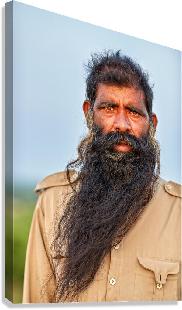 Portrait of a bearded man in Khimsar Rajasthan India Canvas Print