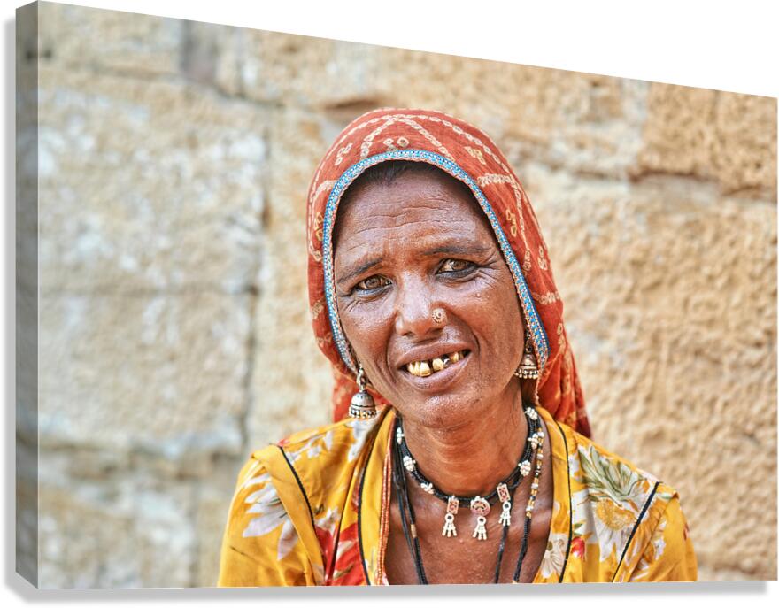 Portrait of a woman in Jaisalmer Rajasthan India Canvas Print