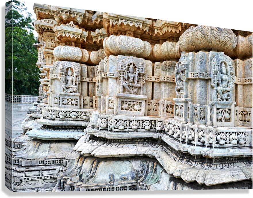 Jain temples in Ranakpur Rajasthan showcase intricate carvings Canvas Print