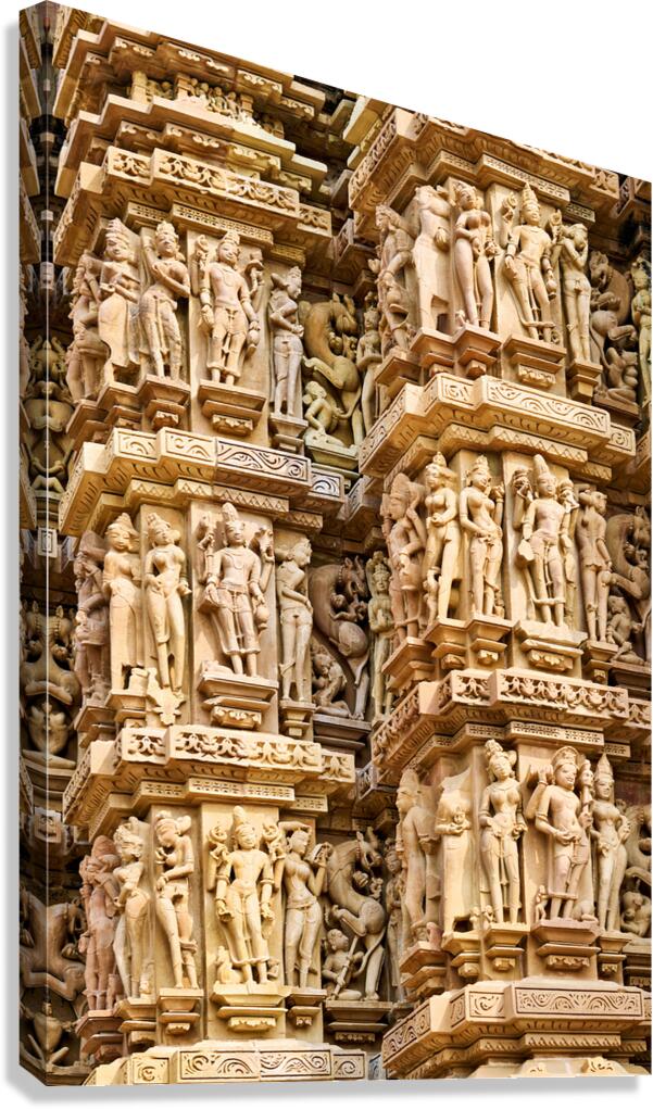Hindu temples of Khajuraho in Madhya Pradesh showcase ancient ar Canvas Print