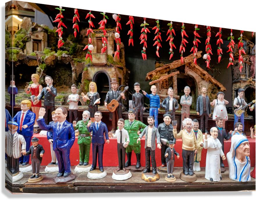 Nativity scene statues in Naples at Christmas Canvas Print