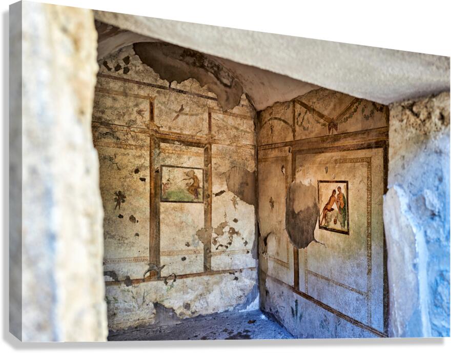 Exploring ancient wall paintings in Pompeii Naples in Italy Canvas Print