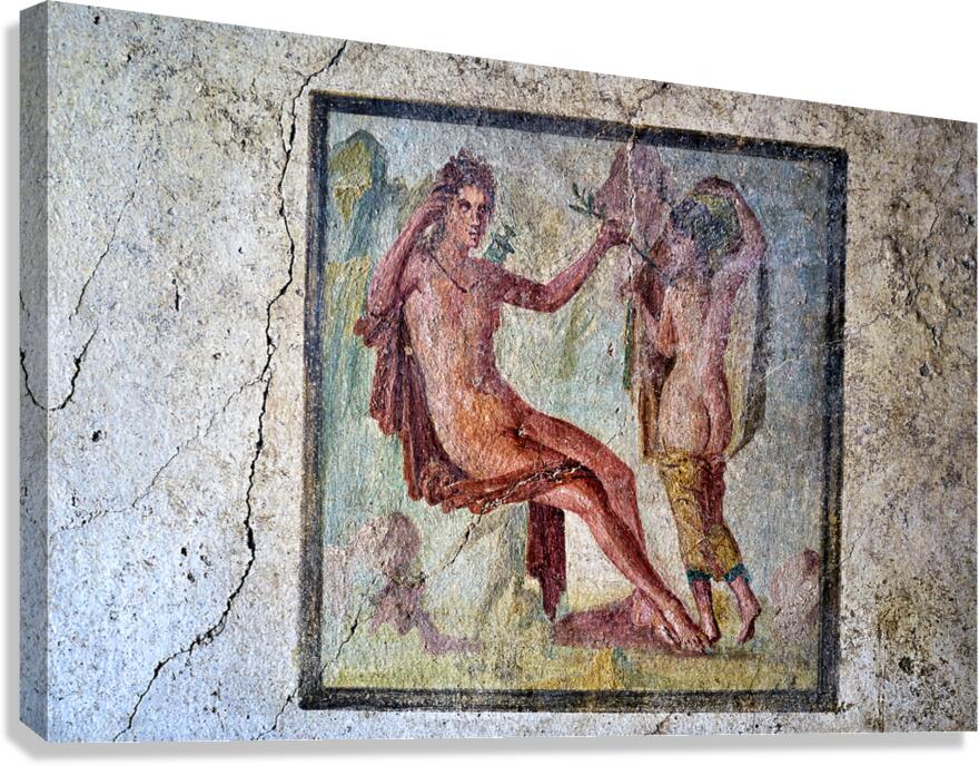 Pompeii mural showing figures in ancient Roman setting Canvas Print