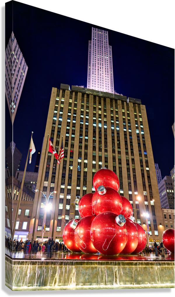 Christmas decorations in Manhattan at Rockefeller Center during  Canvas Print