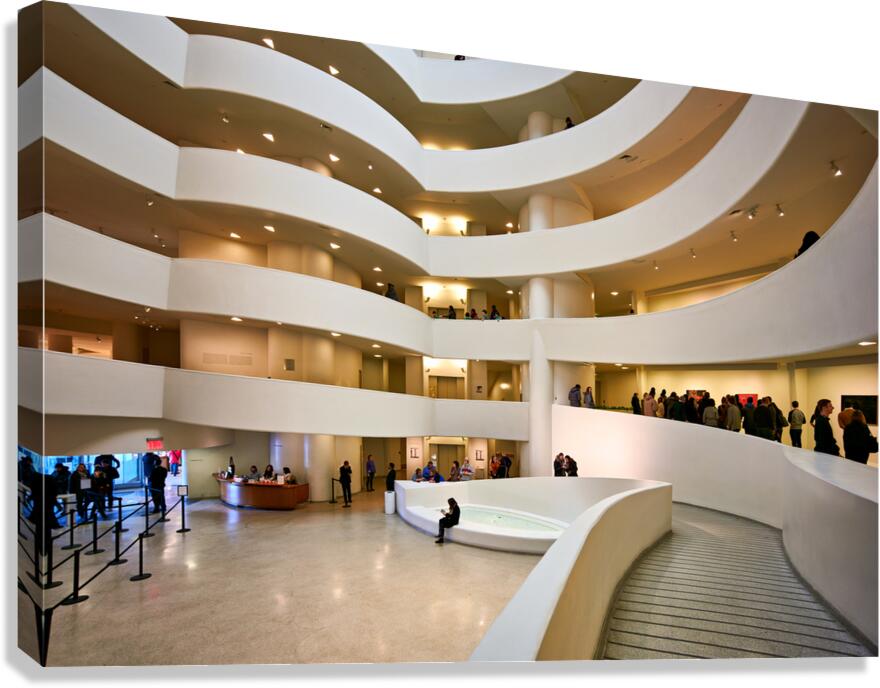 Visitors explore interior of Solomon R. Guggenheim Museum in New Canvas Print