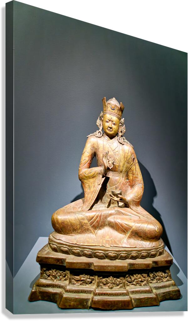 Sculpture of seated figure in Asian Art Gallery at Metropolitan  Canvas Print